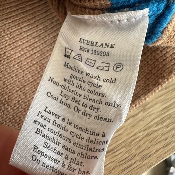 Everlane The Lace-Up Smock Sweater Chestnut Blue Stripe L - Picture 6 of 9